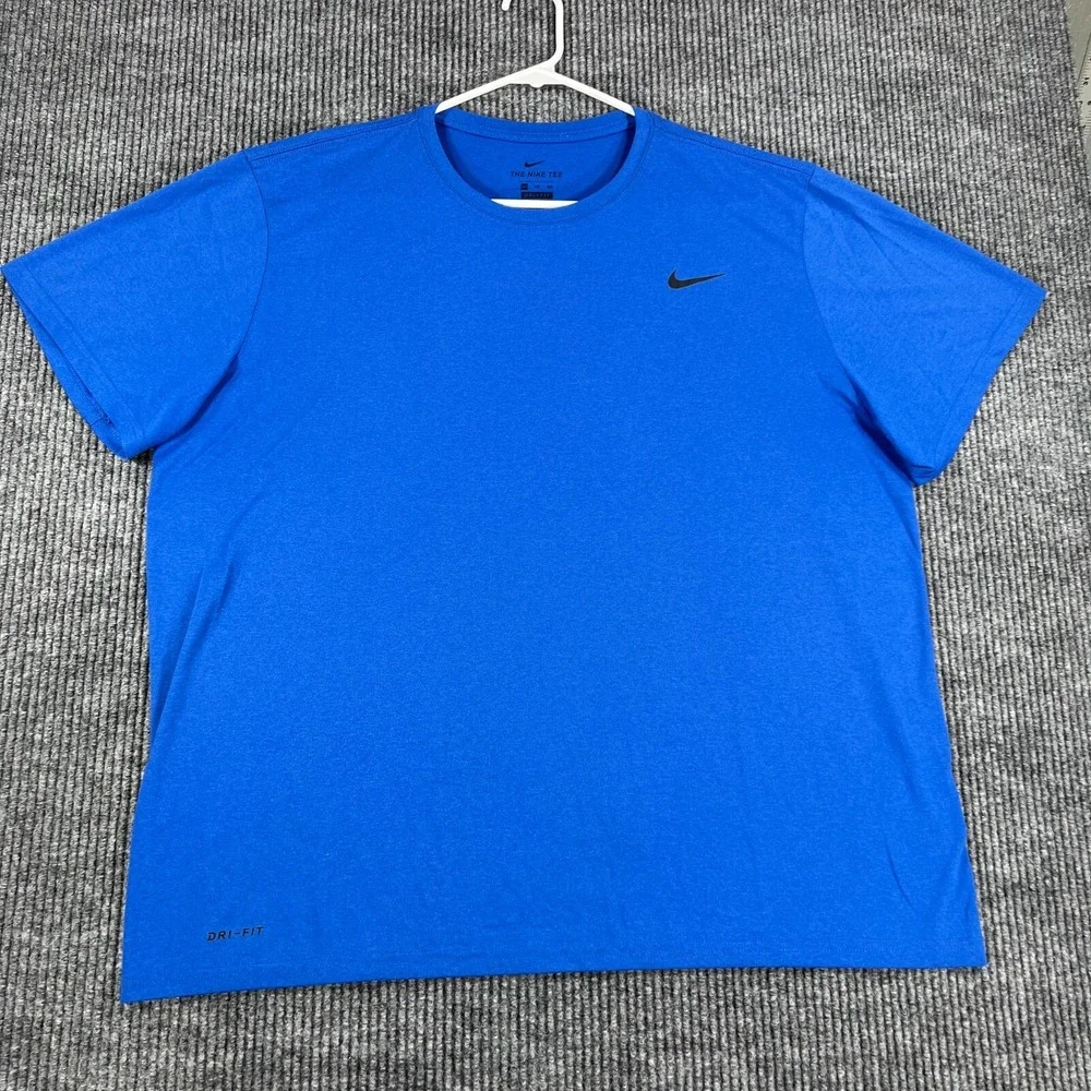 Nike Shirt Mens 2XL XXL Blue Short Sleeve Dri Fit Training Workout Active Casual